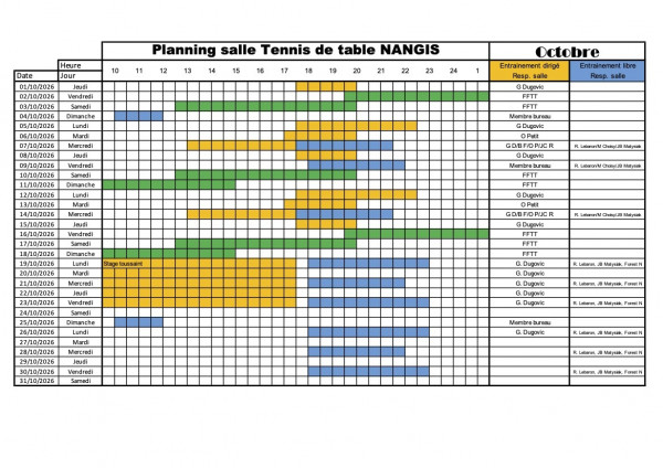 Planning salle d'octobre