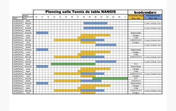 Planning salle de Septembre